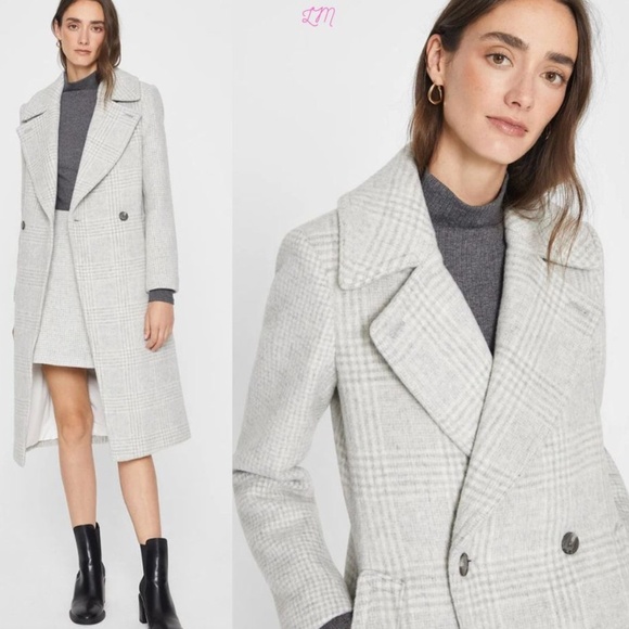 Club Monaco Grey Plaid Coat double breasted - Picture 1 of 12